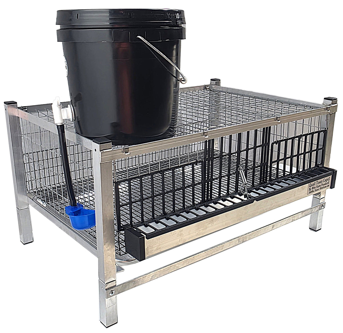 Quail Town 4 Inch Tabletop Leg Kit, 1 Grow Out Cage with black 2-gallon water reservoir