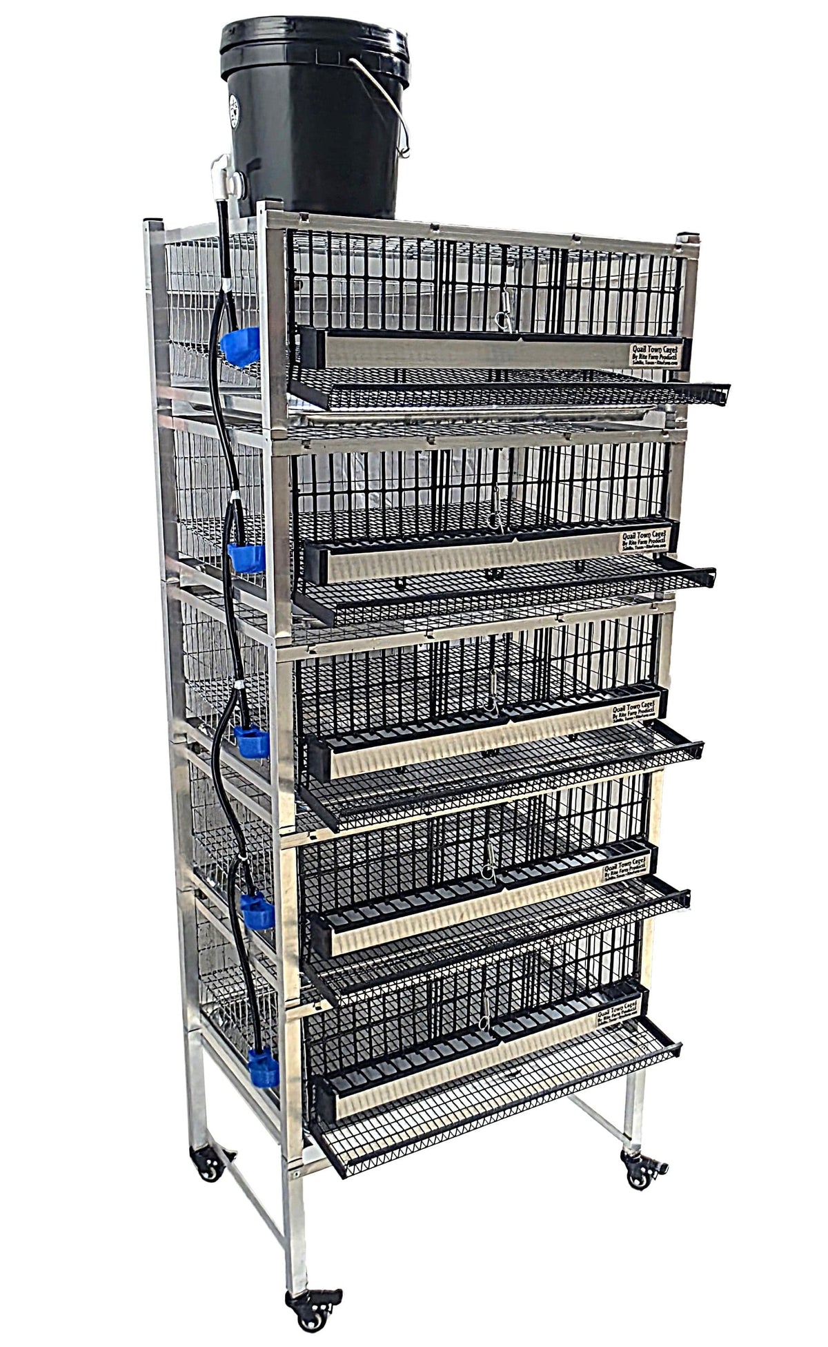 Quail Town 4 Inch Tabletop Leg Kit, 5 Layer Cages with black 2-gallon water reservoir
