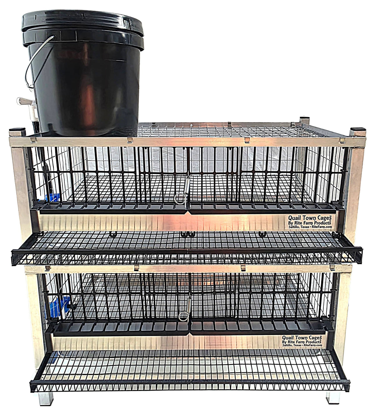 Quail Town 4 Inch Tabletop Leg Kit, 1 Layer & 1 Grow Out Cage with clear 2-gallon water reservoir