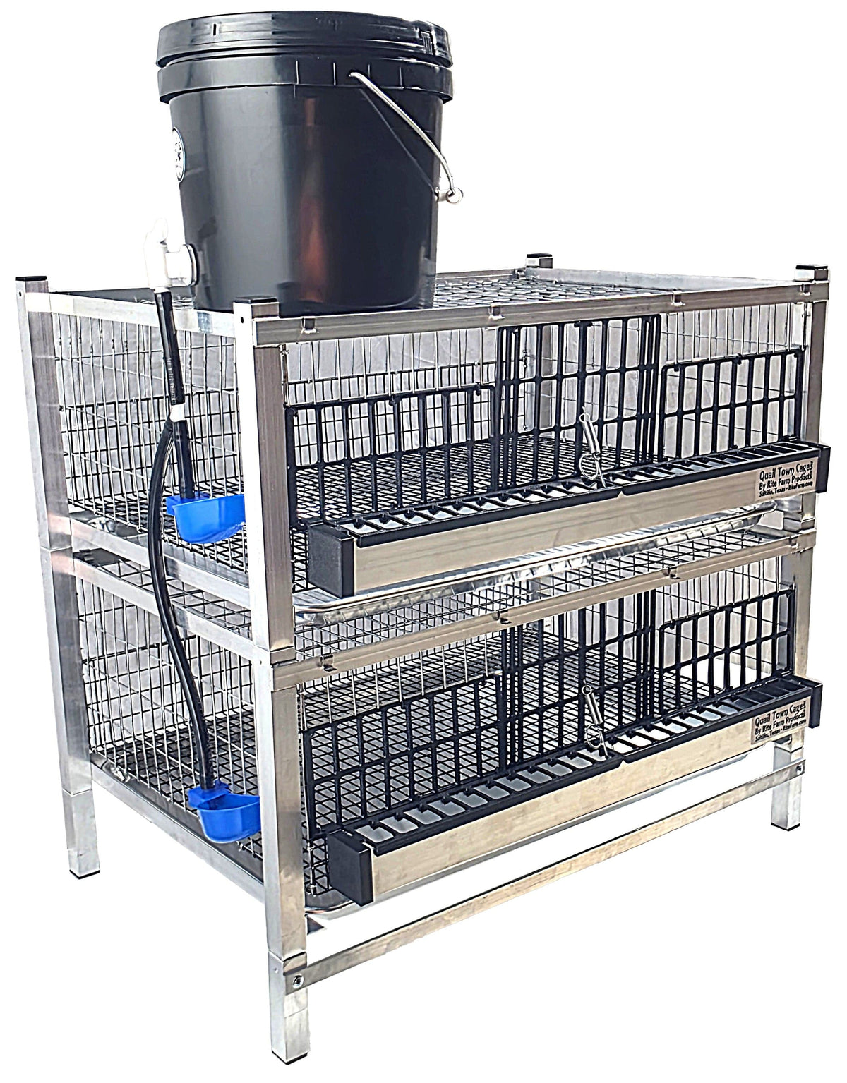 Quail Town 4 Inch Tabletop Leg Kit, 2 Grow Out Cages with clear 2-gallon water reservoir