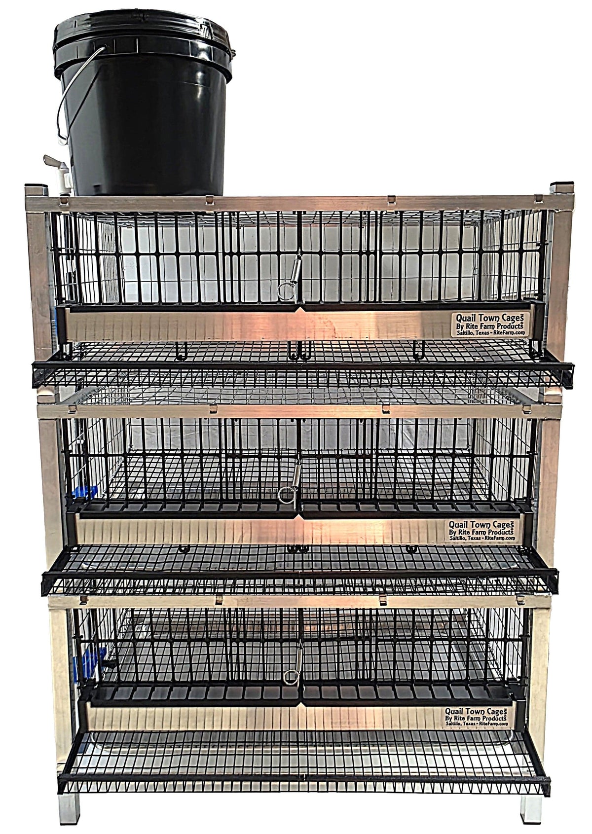 Quail Town 4 Inch Tabletop Leg Kit, 2 Layer & 1 Grow Out Cage with clear 2-gallon water reservoir