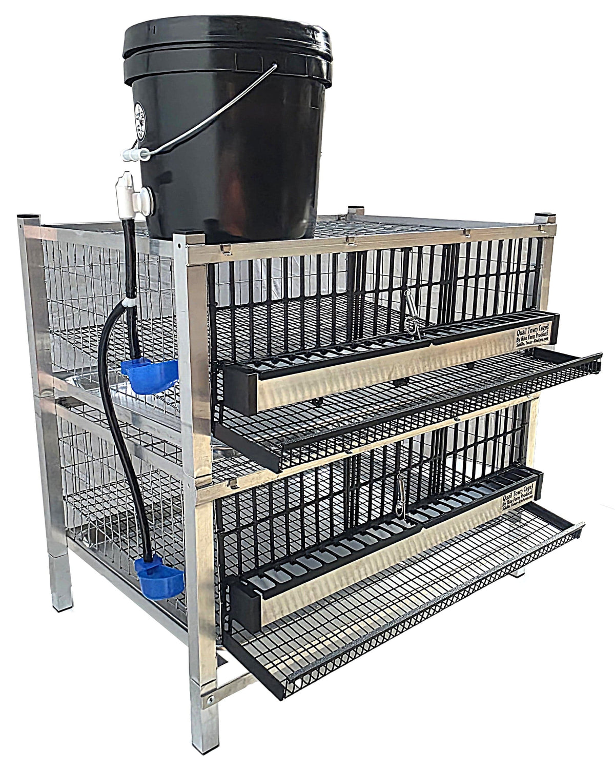 Quail Town 4 Inch Tabletop Leg Kit, 2 Layer Cages with clear 2-gallon water reservoir