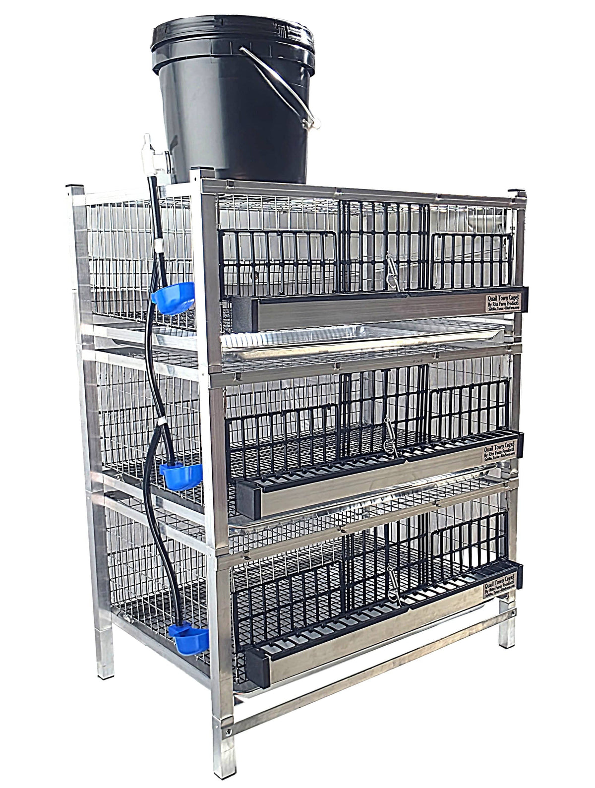 Quail Town 4 Inch Tabletop Leg Kit, 3 Grow Out Cages with clear 2-gallon water reservoir