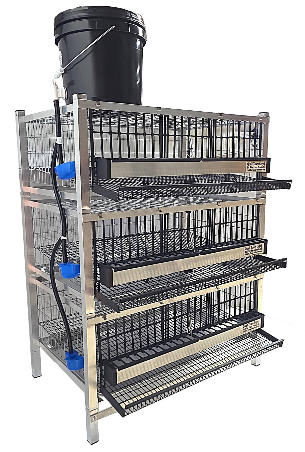 Quail Town 4 Inch Tabletop Leg Kit, 3 Layer Cages with clear 2-gallon water reservoir