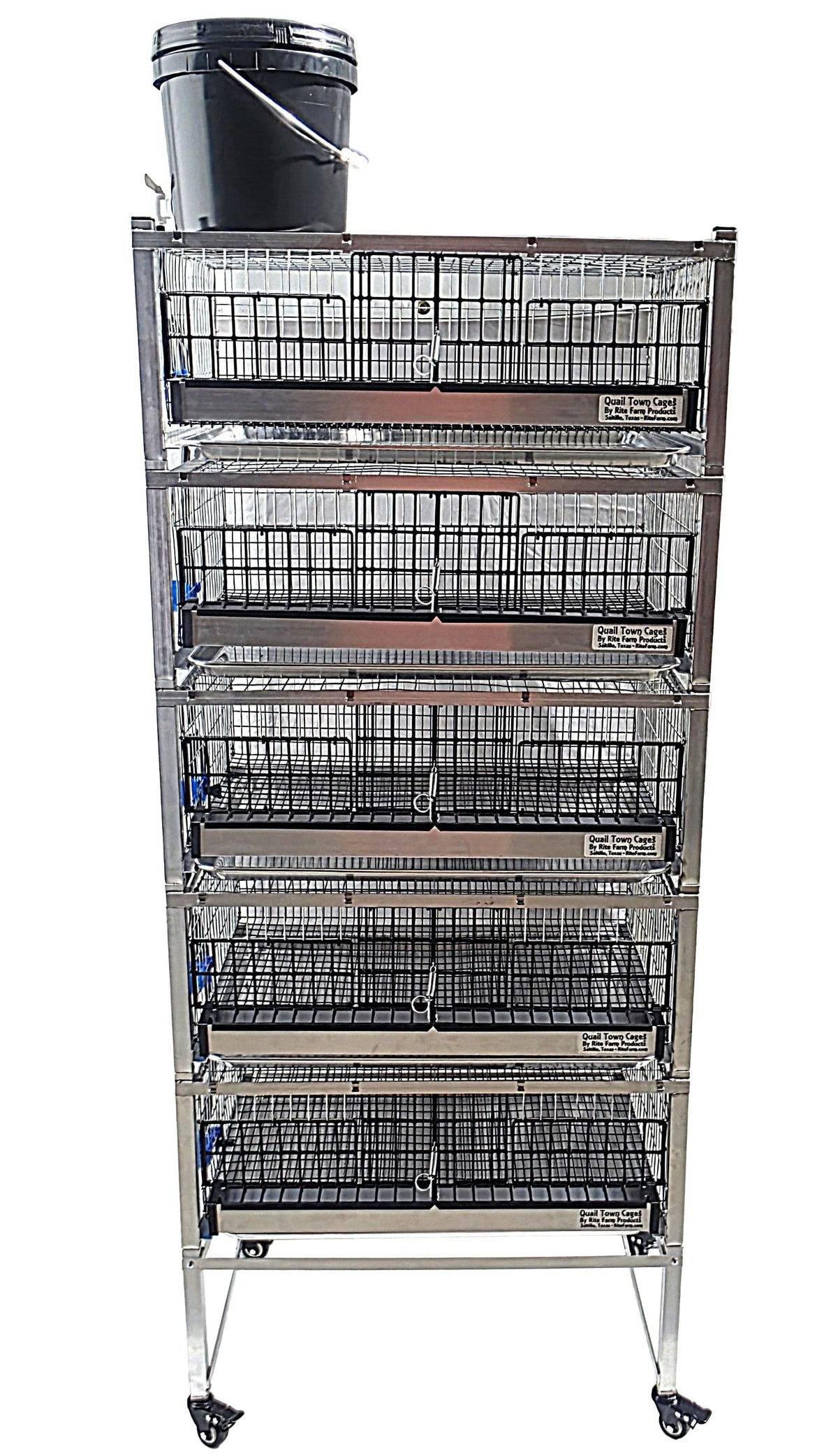 Quail Town 4 Inch Tabletop Leg Kit, 4 Layer & 1 Grow Out Cage with clear 2-gallon water reservoir