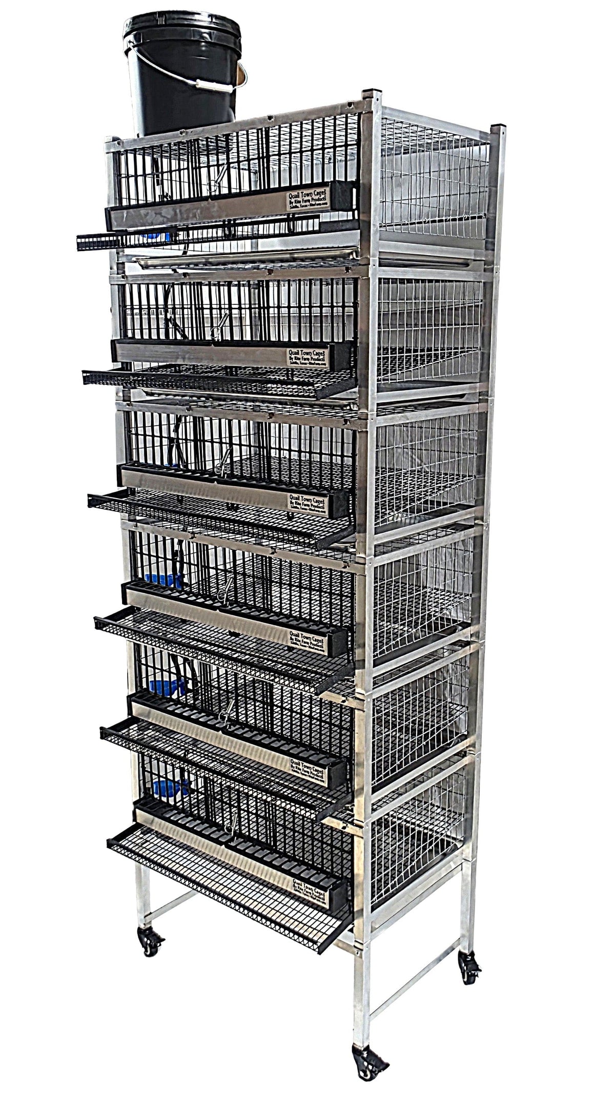 Quail Town 4 Inch Tabletop Leg Kit, 4 Layer & 2 Grow Out Cages with clear 2-gallon water reservoir