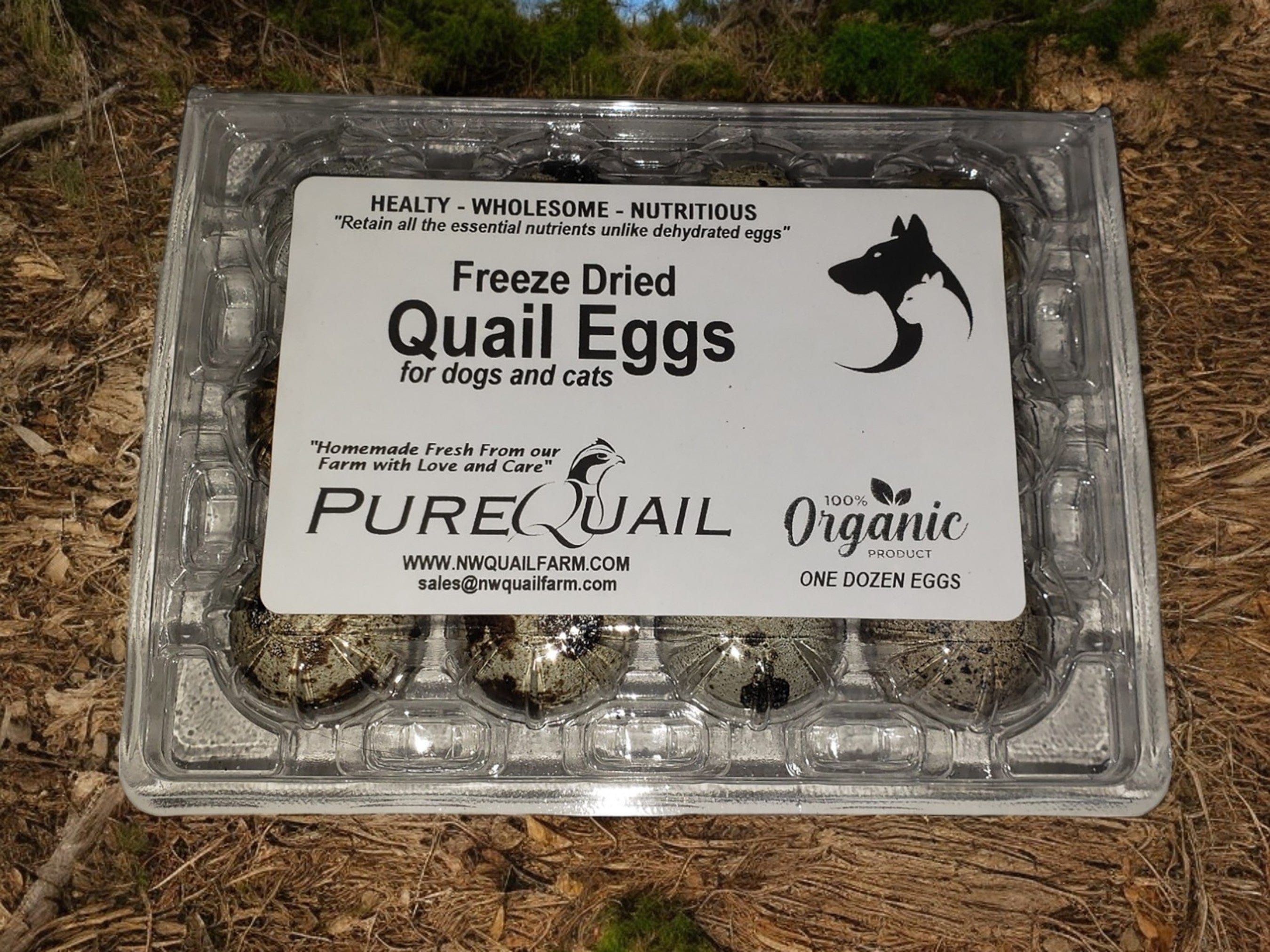 NWQuailFarm Freeze-Dried Organic Quail Egg for Dog Cat Pets Treats or Meal Topper - 2 Dozen (24 Eggs)