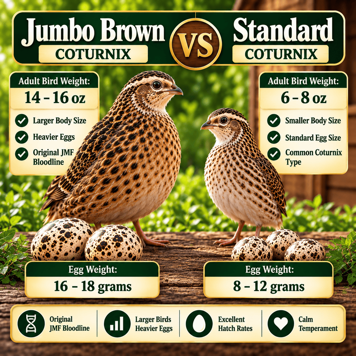NWQuailFarm Hatching Eggs Jumbo Brown Coturnix Hatching Eggs — 15 Count