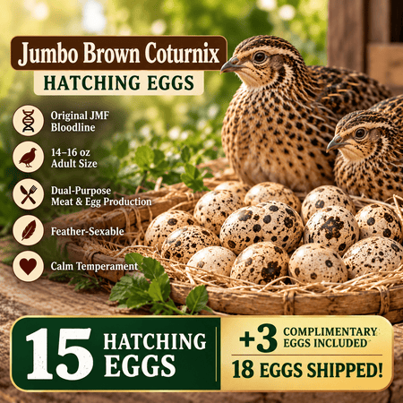 NWQuailFarm Hatching Eggs Jumbo Brown Coturnix Hatching Eggs — 15 Count