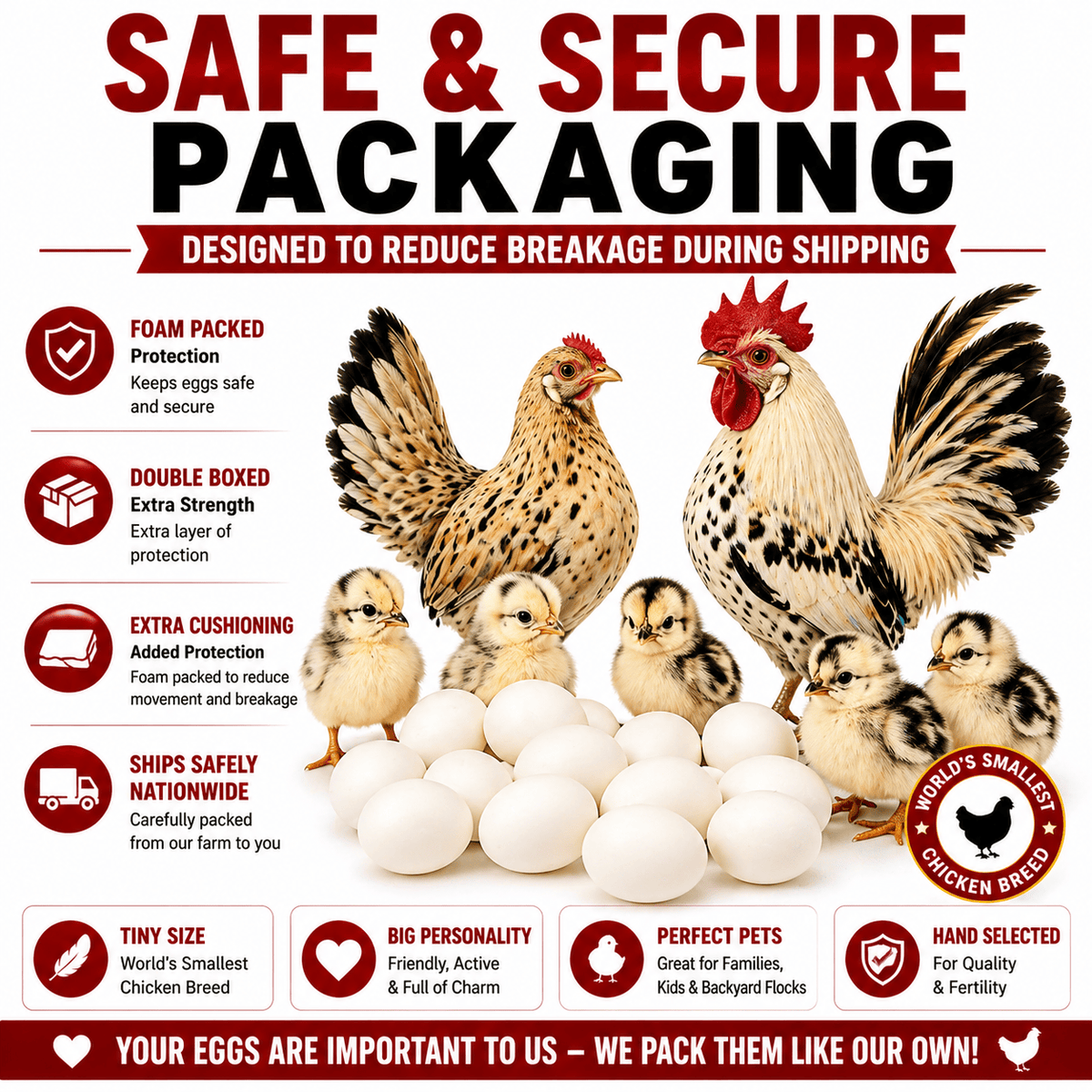 NWQuailFarm Hatching Eggs Serama Chicken Hatching Eggs – NPIP Certified – High Fertility – Free Shipping