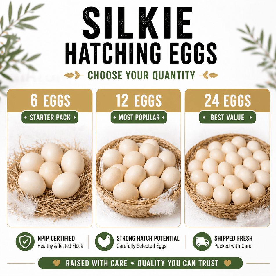NWQuailFarm Hatching Eggs Silkie Hatching Eggs – NPIP Certified – High Fertility – Free Shipping
