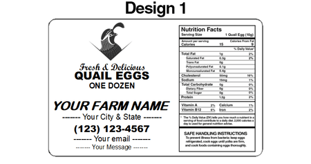 NWQuailFarm Quail Carton Labels 25 Labels / Design 1 Personalized Quail Carton Labels