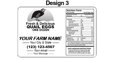 NWQuailFarm Quail Carton Labels 25 Labels / Design 3 Personalized Quail Carton Labels