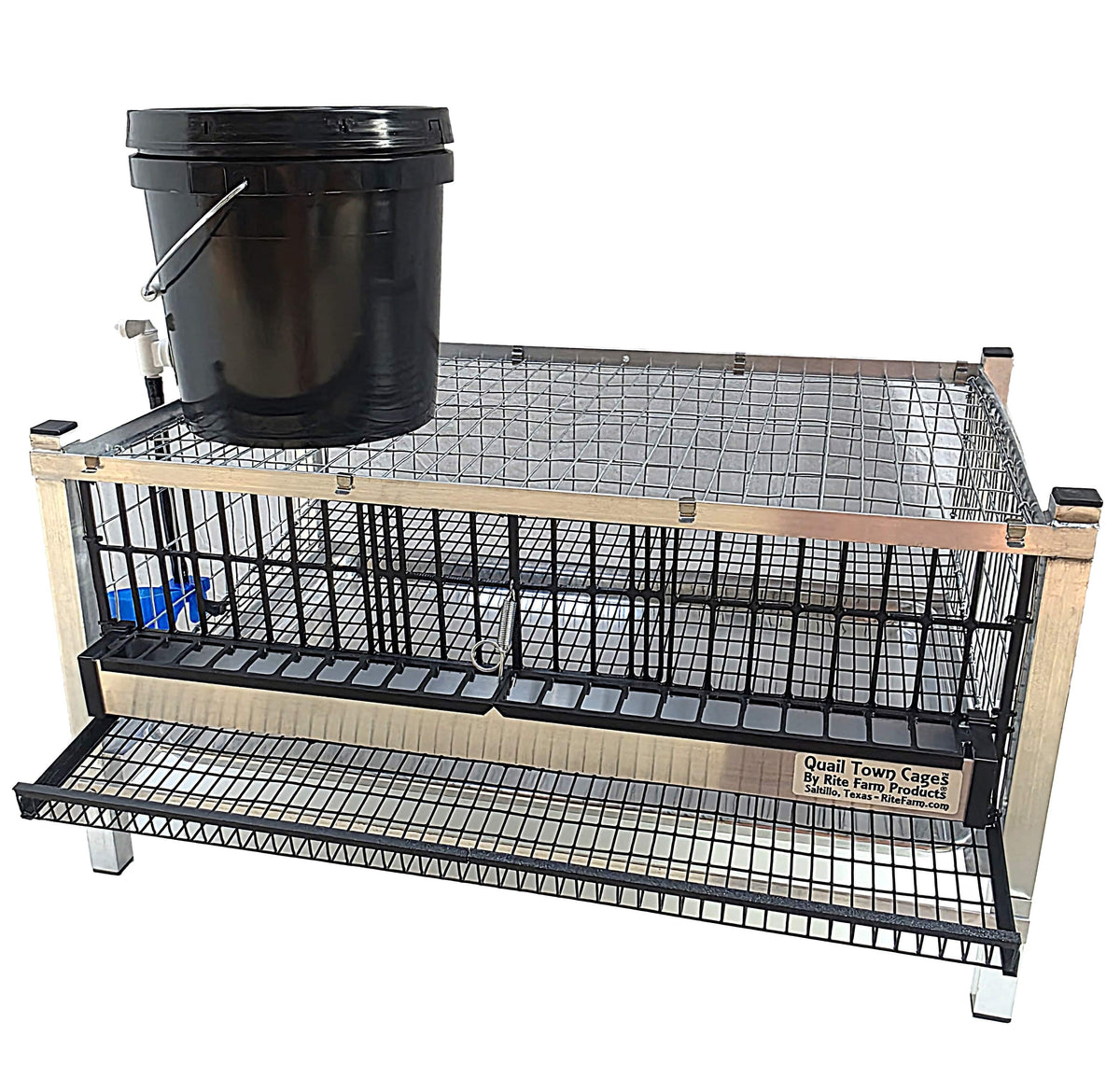Quail Town modular Coturnix layer cage with front egg rollout and PVC-coated wire flooring
